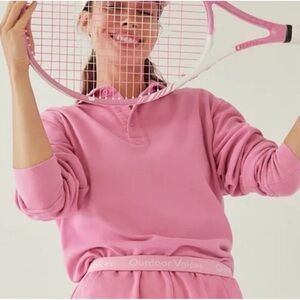 Outdoor Voices Pink Preppy Long Sleeve Rugby Polo Top‎ Shirt Size S Tennis